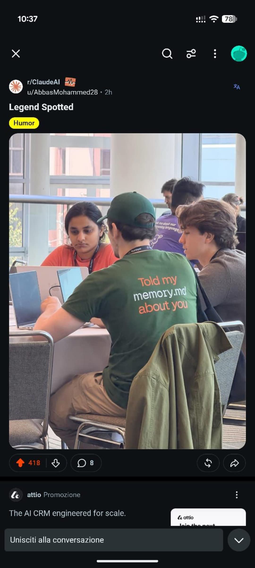 r/ClaudeAI Reddit post titled “Legend Spotted” showing the Ratel badger tee